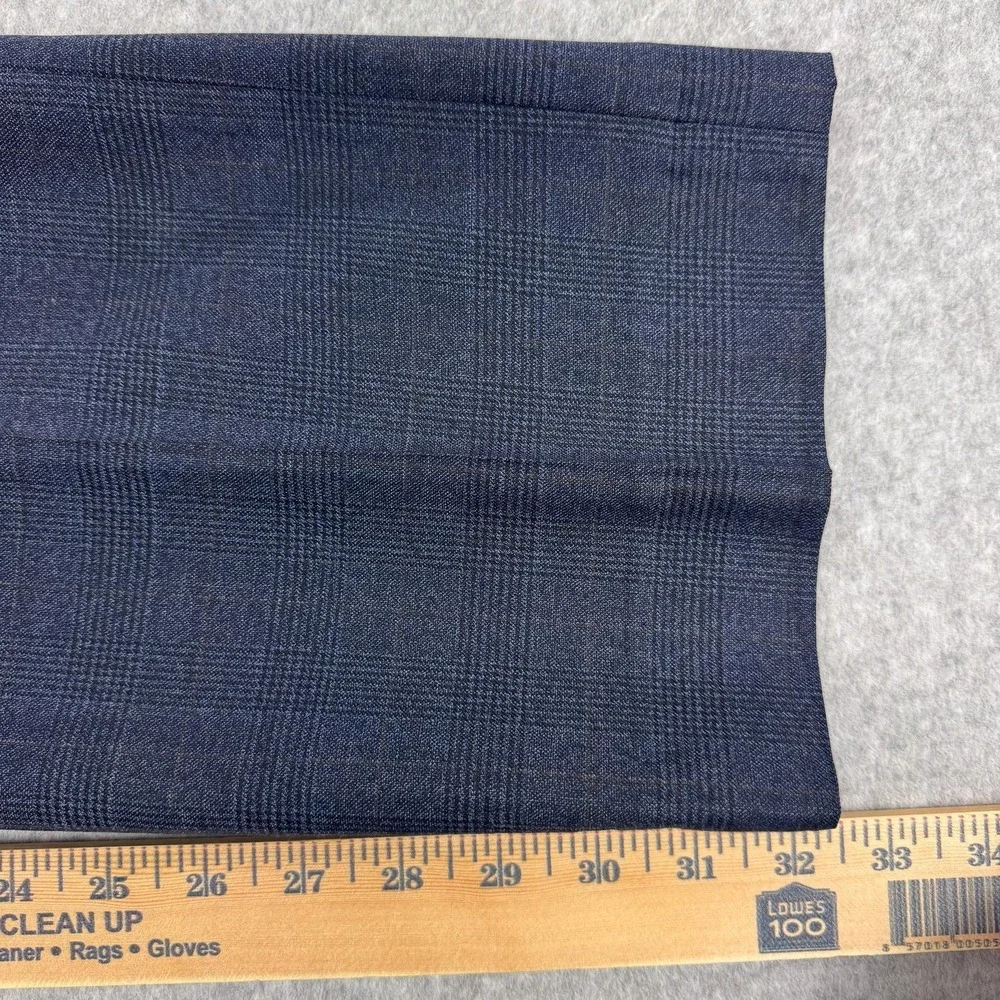 Spier & Mackay Dress Pants Mens 38x32 Blue Check Wool Flat Front Office Classic